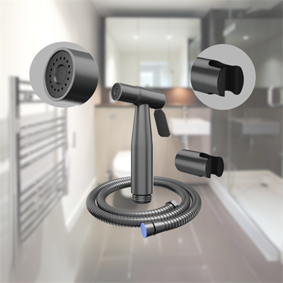 GREY  STAINLESS STEEL MUSLIM SHOWER SET