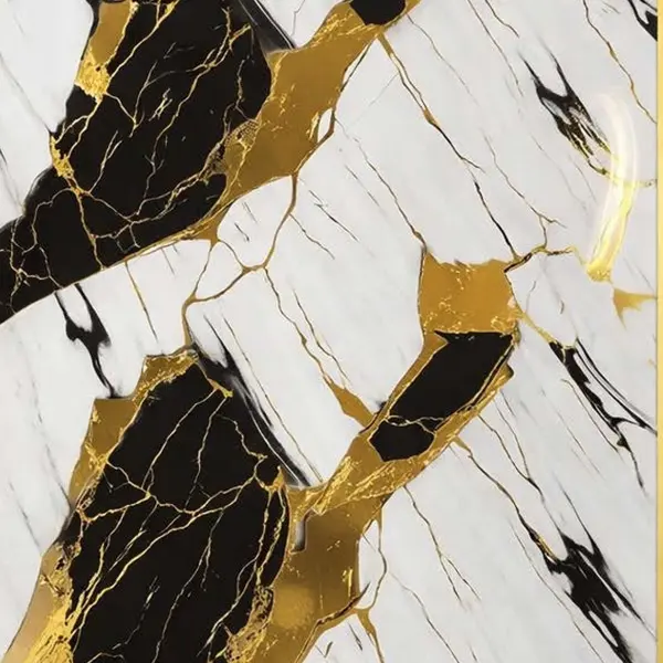 BLACK GOLD DIAGONAL SPLIT MARBLE WB-2016 - UV WALLPAPER ROLLS