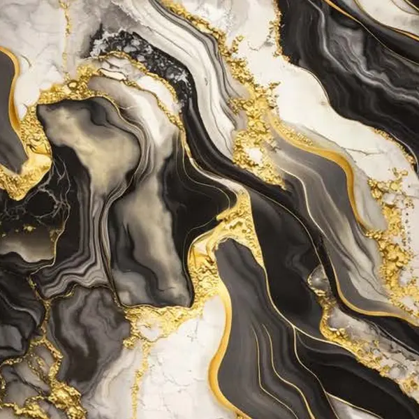 BLACK GOLD CLOUD WAVE MARBLE WB-2020 - UV WALLPAPER ROLLS