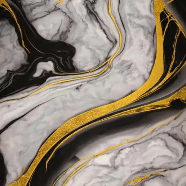 BLACK GOLD BOLD WAVE MARBLE WB-2056 - UV WALLPAPER ROLLS