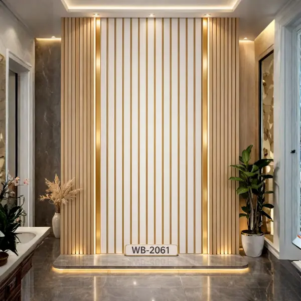WHITE GOLD STRIPES WB-2061 - UV WALLPAPER ROLLS