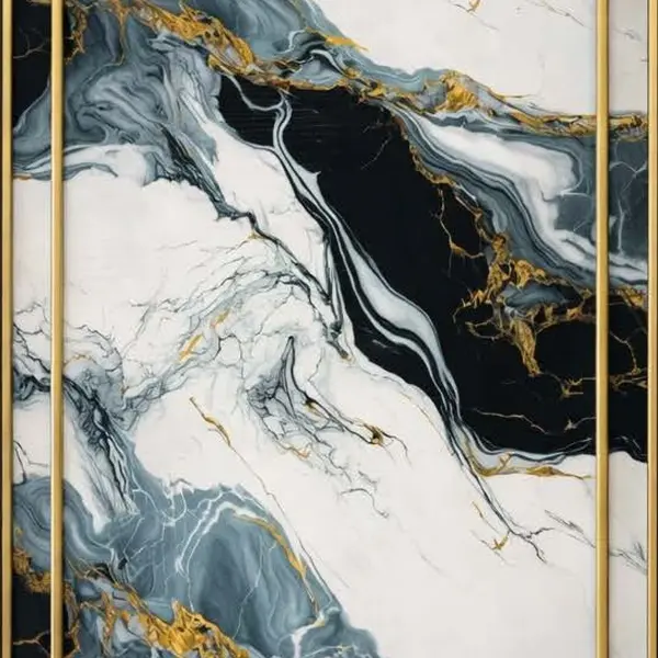 BLACK BLUE GOLD WAVE MARBLE WB-2062 - UV WALLPAPER ROLLS