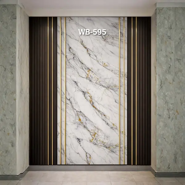 WHITE GREY GOLD VEINS MARBLE WB-595 - UV WALLPAPER ROLLS