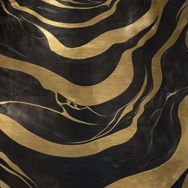 BLACK GOLD BOLD WAVE ABSTRACT WB-3026 - UV WALLPAPER ROLLS
