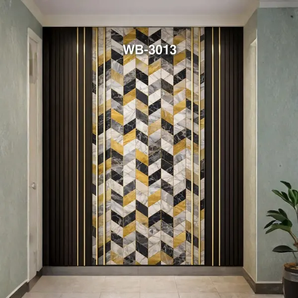 BLACK GOLD CHEVRON TILE WB-3013 - UV WALLPAPER ROLLS