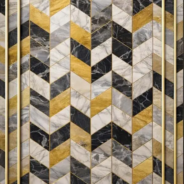 BLACK GOLD CHEVRON TILE WB-3013 - UV WALLPAPER ROLLS