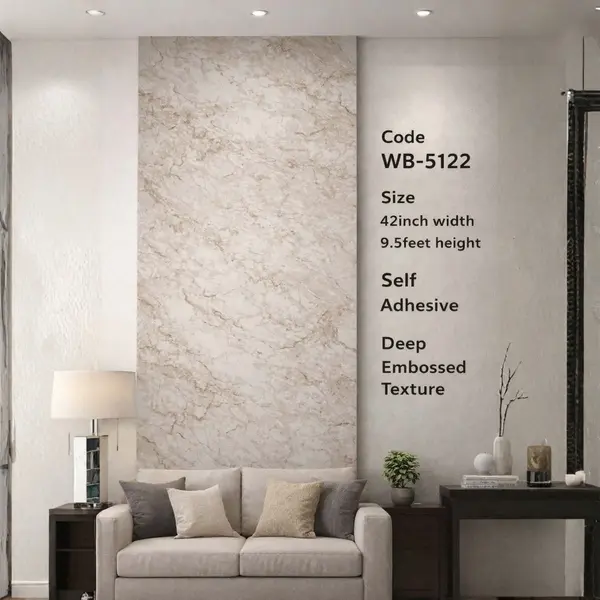 CREAM GOLD MARBLE - ADHESSIVE WALLPAPER ROLLS - 5122