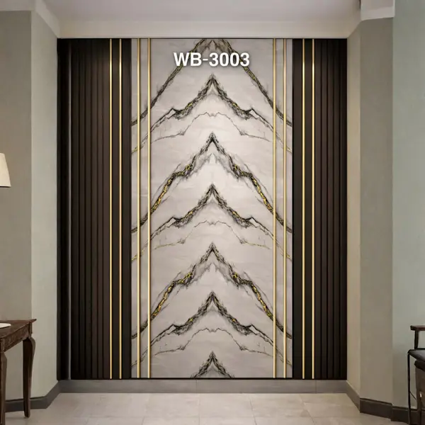 WHITE GREY CHEVRON MARBLE WB-3003 - UV WALLPAPER ROLLS