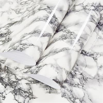WHITE BLACK MARBLE ADHESIVE PAPER