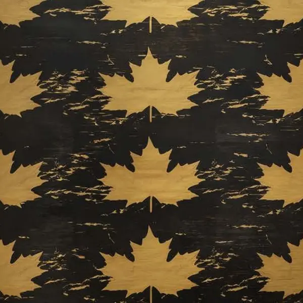 BLACK GOLD LEAF PATTERN WB-3028 - UV WALLPAPER ROLLS