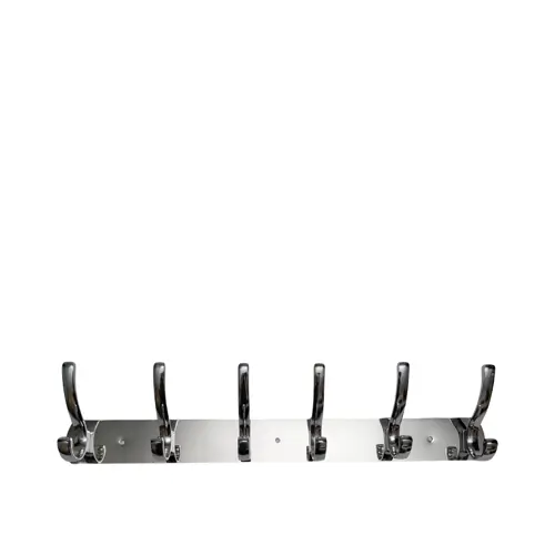 SILVER 6-HOOK WALL-MOUNTED CLOTH HANGER – NON-MAGNETIC METAL