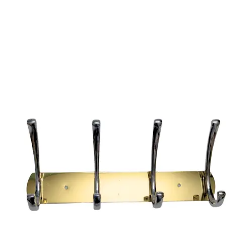 GOLDEN 4-HOOK WALL-MOUNTED CLOTH HANGER – NON-MAGNETIC METAL