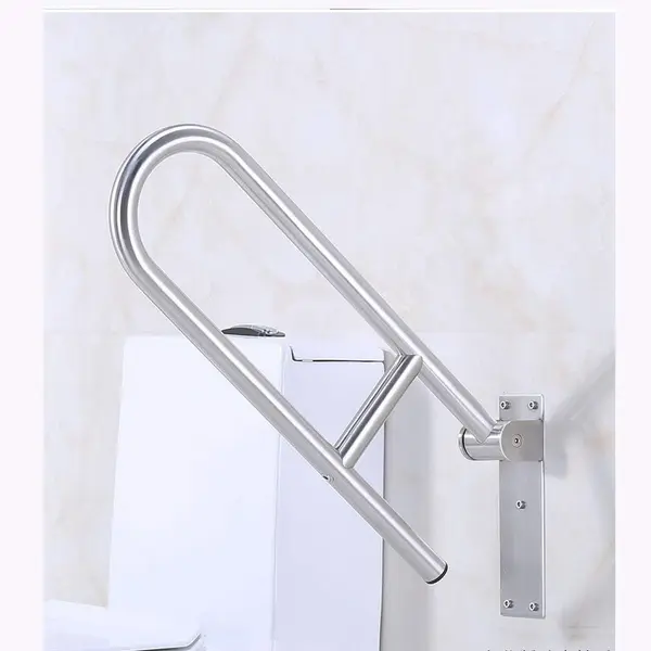 PREMIUM STAINLESS STEEL FOLDING BATHROOM SAFETY GRAB BAR – WALL MOUNTED TOILET & SHOWER SUPPORT RAIL