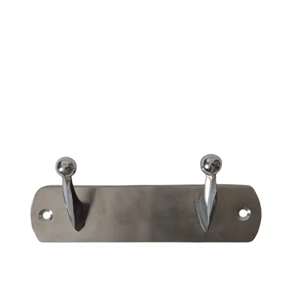 SILVER DOUBLE HOOK WALL MOUNTED STEEL KHUTTI