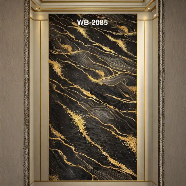 BLACK GOLD GLITTER WAVE MARBLE WB-2085 - UV WALLPAPER ROLLS