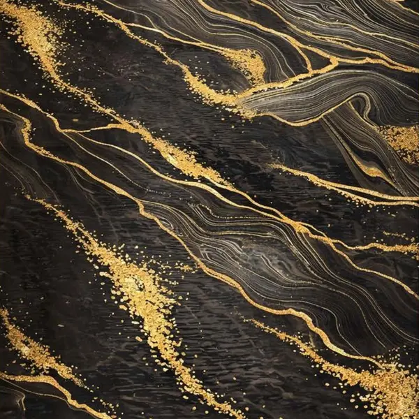BLACK GOLD GLITTER WAVE MARBLE WB-2085 - UV WALLPAPER ROLLS