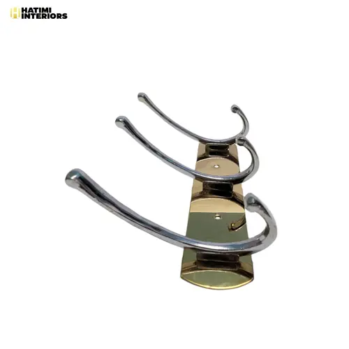 GOLDEN 3-HOOK WALL-MOUNTED CLOTH HANGER – NON-MAGNETIC METAL