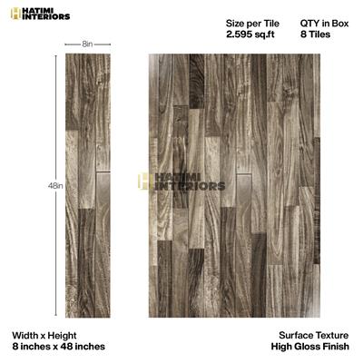 GREY OAK - HIGH GLOSS THREE STRIP WOODEN FLOORING - PER SQUARE FEET