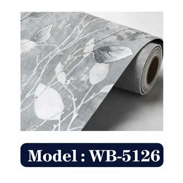 DARK GREY LEAVES - ADHESSIVE WALLPAPER ROLLS - WB 5126