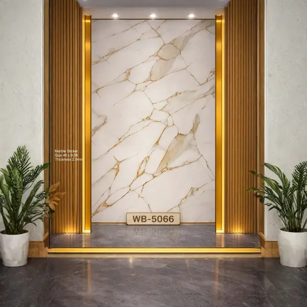 WHITE GOLD VEINS MARBLE WB-5066 - UV WALLPAPER ROLLS