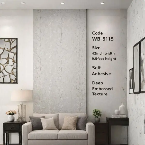 SILVER TREE BRANCH - ADHESSIVE WALLPAPER ROLLS - WB 5115