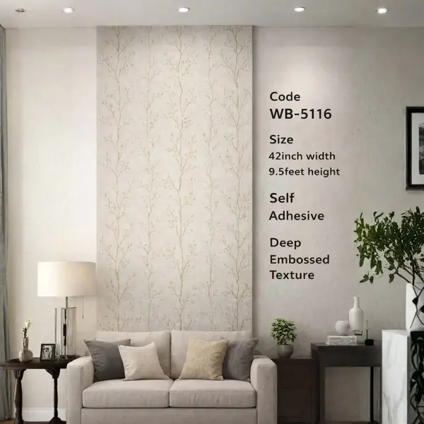 CREAM TREE BRANCH - ADHESSIVE WALLPAPER ROLLS - WB 5116