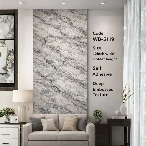 BLUE GOLD MARBLE - ADHESSIVE WALLPAPER ROLLS - WB 5119