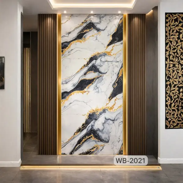 BLACK GOLD VEINS MARBLE WB-2021 - UV WALLPAPER ROLLS