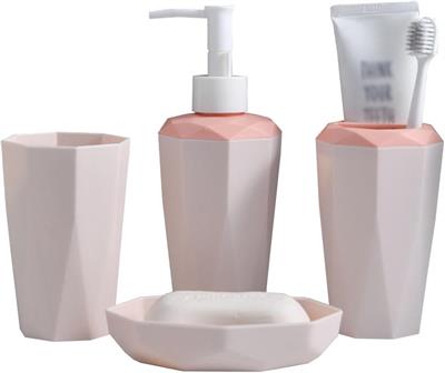 PINK MODERN PLASTIC 4 PCS BATHROOM VANITY SET
