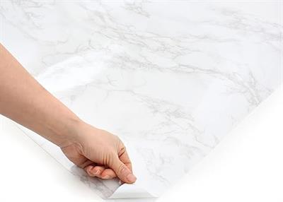 WHITE GREY MARBLE ADHESIVE PAPER