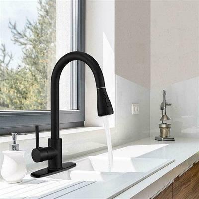 BLACK STAINLESS STEEL  KITCHEN PULL OUT FAUCET MIXER