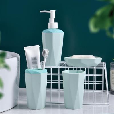 BLUE MODERN PLASTIC 4 PCS BATHROOM VANITY SET
