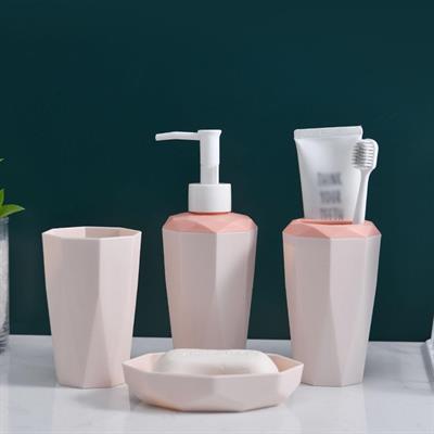 PINK MODERN PLASTIC 4 PCS BATHROOM VANITY SET