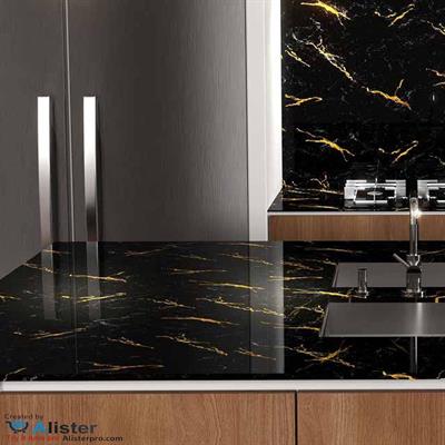 BLACK GOLD MARBLE ADHESIVE PAPER