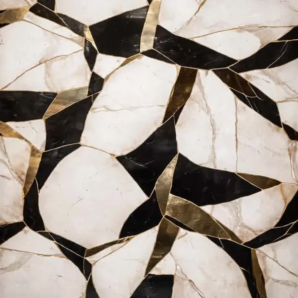BLACK GOLD GEOMETRIC MARBLE WB-2077 - UV WALLPAPER ROLLS