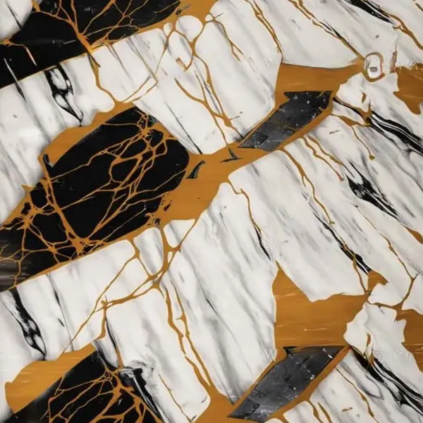 BLACK GOLD BLOCK MARBLE WB-50 - UV WALLPAPER ROLLS