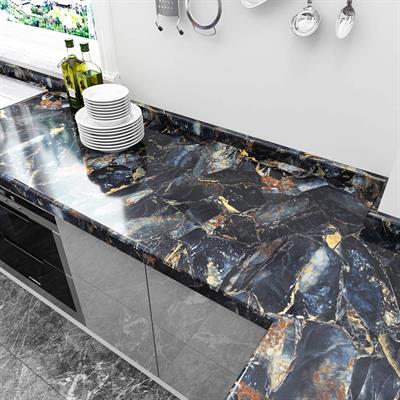 GLOSSY NAVY BLUE MARBLE ADHESIVE PAPER