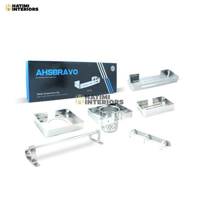 SILVER ALUMINUM BATHROOM SET