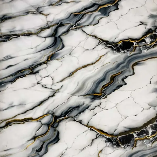 WHITE GREY GOLD WAVE MARBLE WB-013 - UV WALLPAPER ROLLS