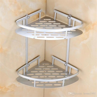 TWO LAYER ALUMINIUM CORNER BATHROOM SHELF