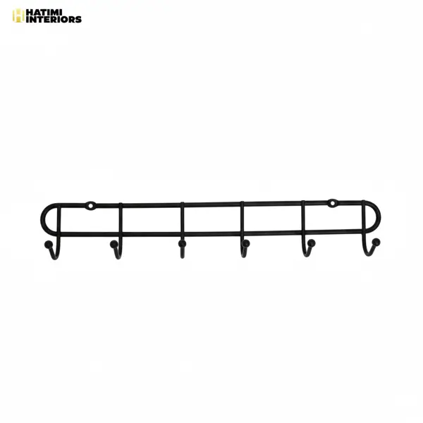 IRON WALL-MOUNTED KHUTTI | 6-HOOK BLACK CLOTH HANGER