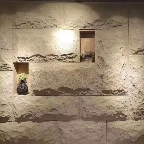 BEIGE ROCK TEXTURED PU WALL STONE PANELS