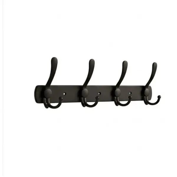 MATTE BLACK 4 HOOK WALL COAT RACK