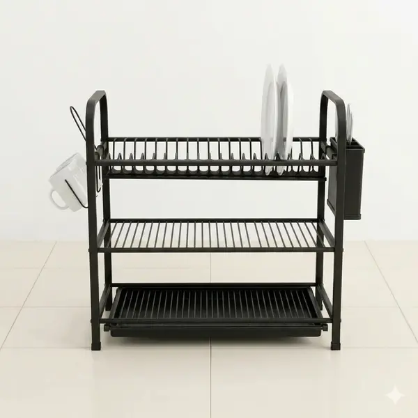 PREMIUM 3-TIER MULTI-FUNCTIONAL 24-INCHES KITCHEN COUNTERTOP DISH DRYING RACK