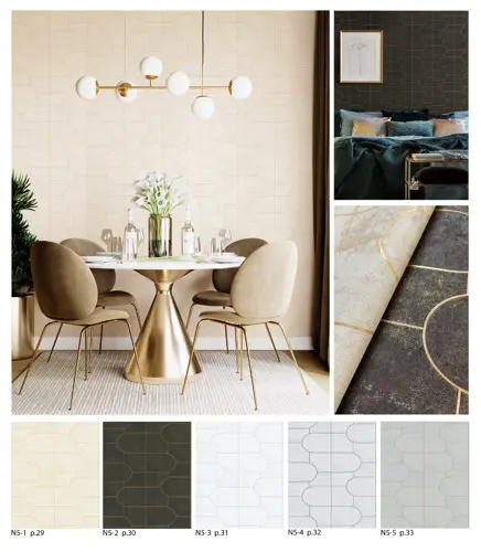 MODERN OVAL NOTABENE WALLPAPER ROLLS