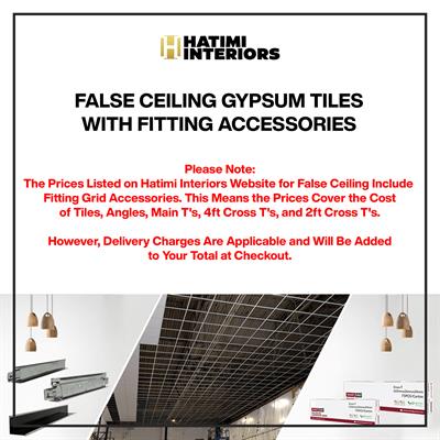 UG 02 - FALSE CEILING GYPSUM TILES WITH FITTING ACCESSORIES - PER SQ FT