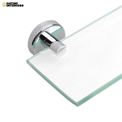 PREMIUM CHROME SILVER GLASS SHELF
