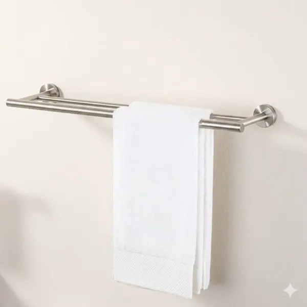 SILVER DOUBLE TOWEL ROD