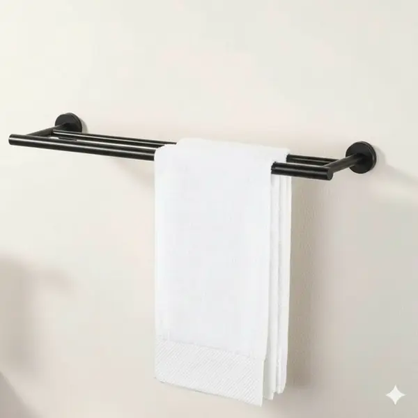 BLACK DOUBLE TOWEL ROD
