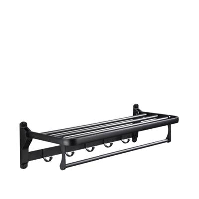 BATHROOM LAVATORY FOLDABLE TOWEL RACK TOWEL SHELF WITH HOLDER AND HOOKS